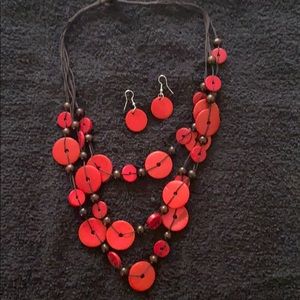 Red wooden necklace